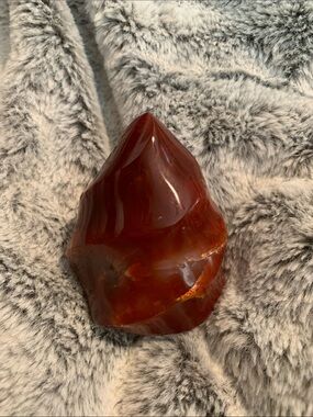 Polished Carnelian Freeform Stone - Deep Amber Red
